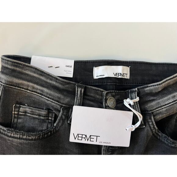 NWT Vervet Distressed High Rise Denim Skinny Jeans Womens 26 Black Grunge Edgy - Picture 3 of 15
